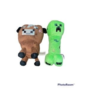 Minecraft Plush Mojang Lot of 2: cow & Creeper